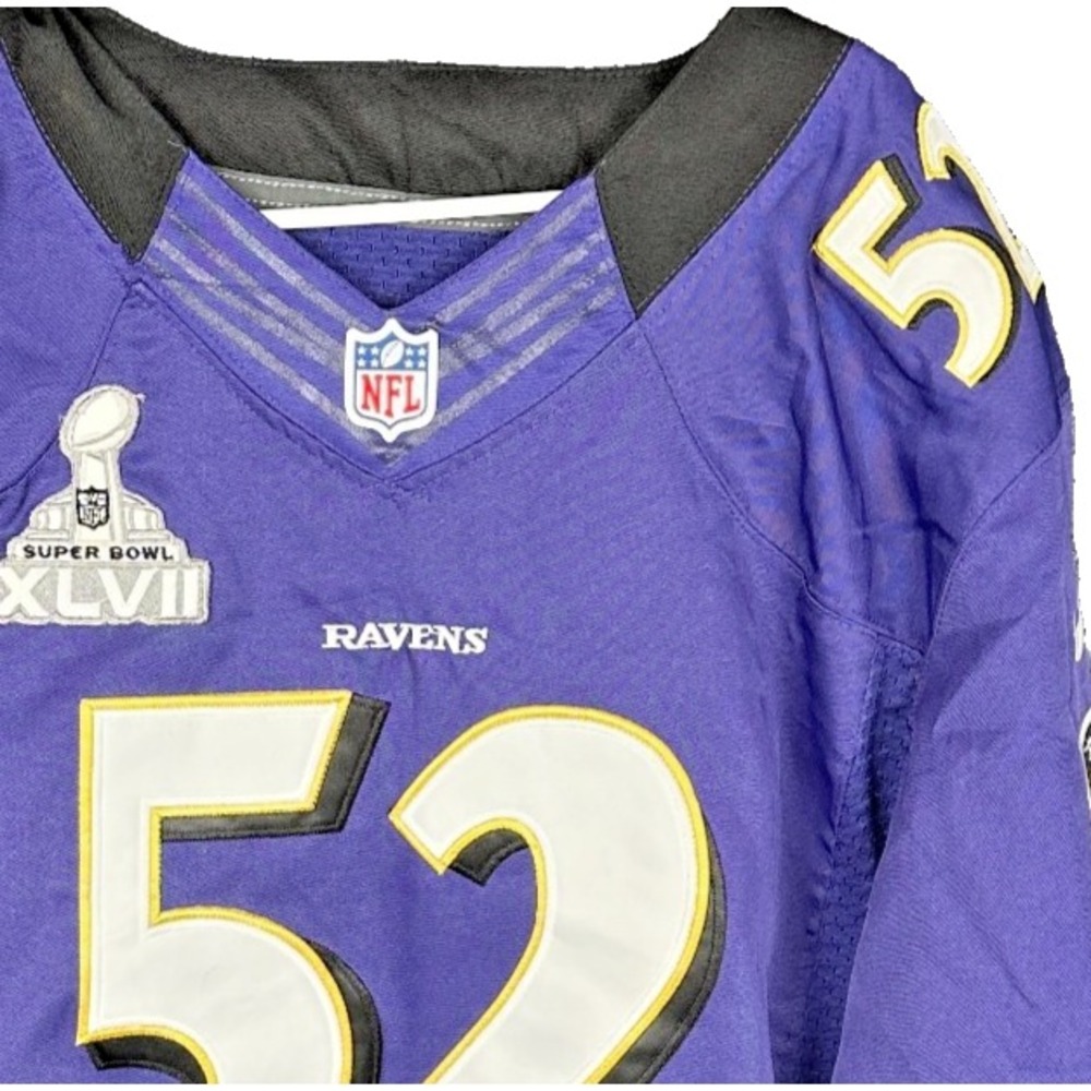 Nike Ray Lewis Baltimore Ravens Super Bowl XLVII Sewn Jersey On Field Size 52